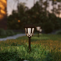 Flash Furniture DN-SL114-8-BR-GG 8 Pack Brown Tulip Design LED Solar Lights Weather Resistant Outdoor Solar Powered Lights for Pathway, Garden, & Yard